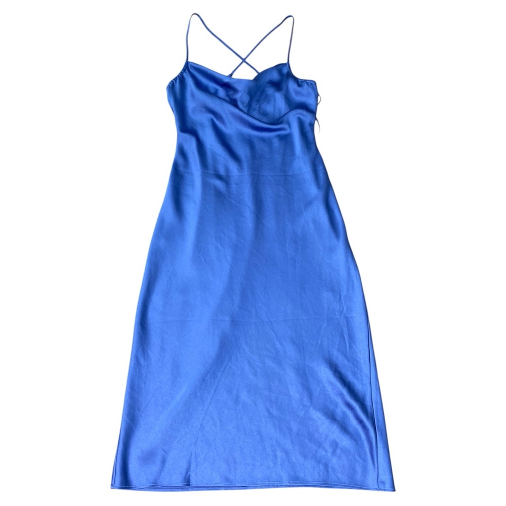 Blue Sleeveless Spaghetti‎ Strap Slip Dress Rayon blend